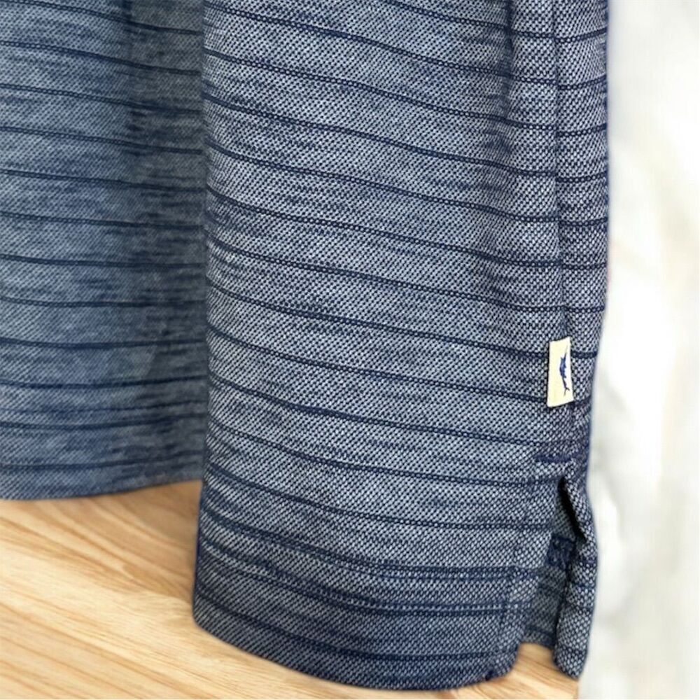 Tommy Bahama Mens Gulf Coast Striped Polo Island Navy Blue Short Sleeve Collared - Picture 5 of 8